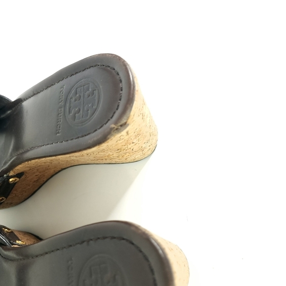 Tory Burch tortoise shell wedge slide sandals size 9.5 - Picture 5 of 11